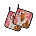 Cavalier Spaniel Love Pot Holder Set of 2 Heat Resistant Quilted Hot Pads 7.5 x 7.5 Inch, Insulated Kitchen Trivets for Cooking & Baking