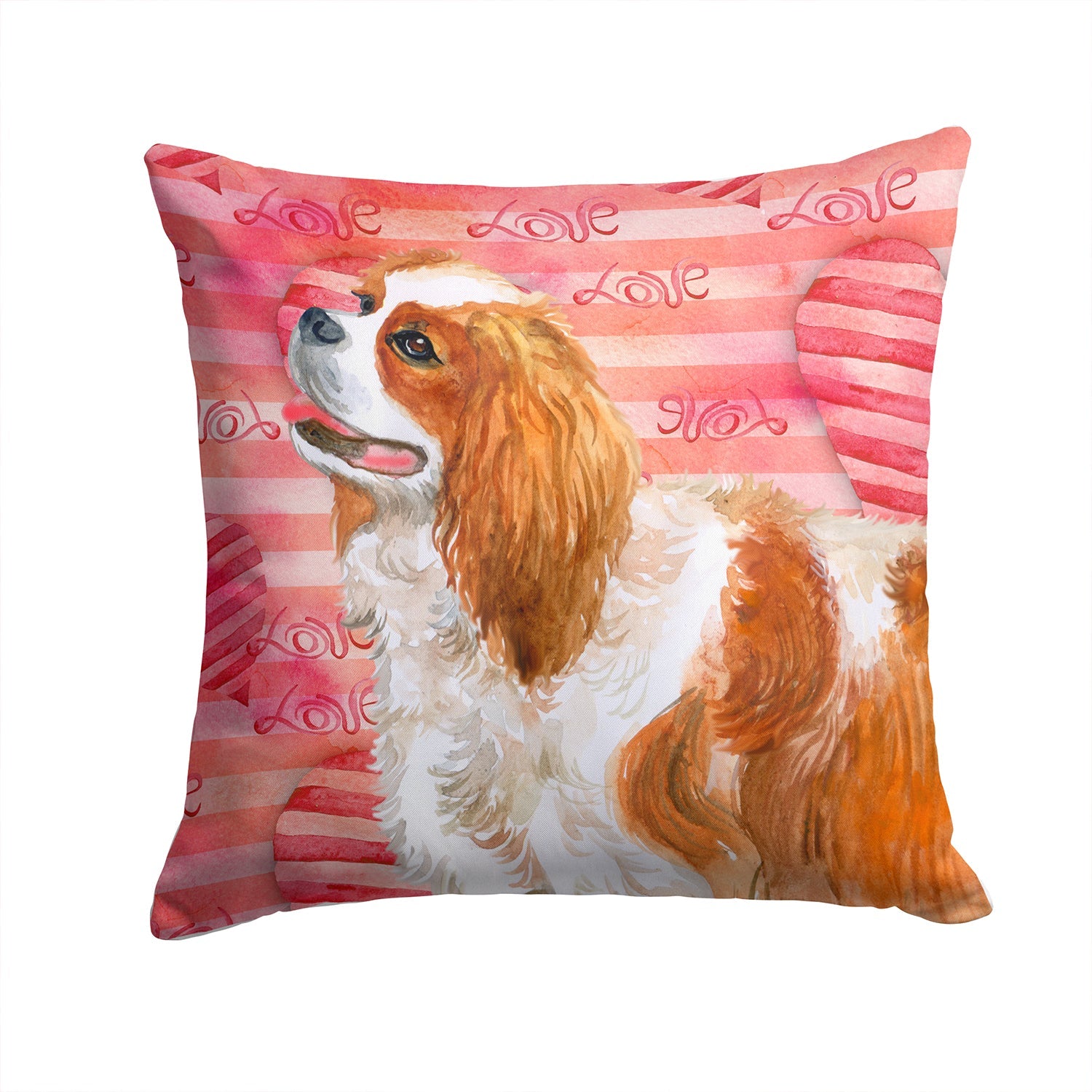 Cavalier Spaniel Love Decorative Throw Pillow 14x14 Indoor Outdoor Accent Cushion, Fabric Cover with Insert for Sofa, Bed, Porch & Living Room