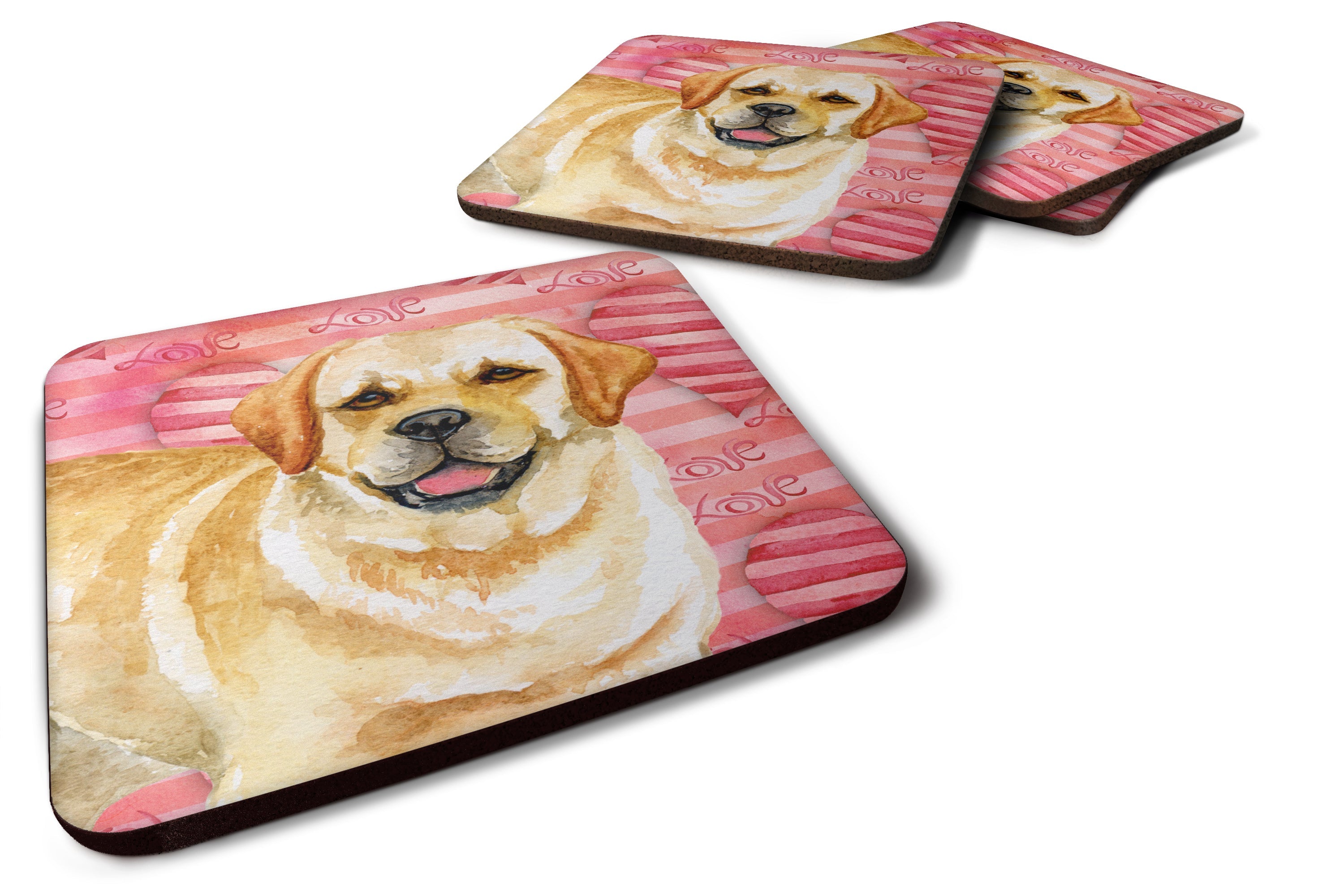 Golden Retriever Love Foam Coasters Set of 4 Cup Coasters for Indoor Outdoor, Tabletop Protection, Anti Slip, Mouse pad Material