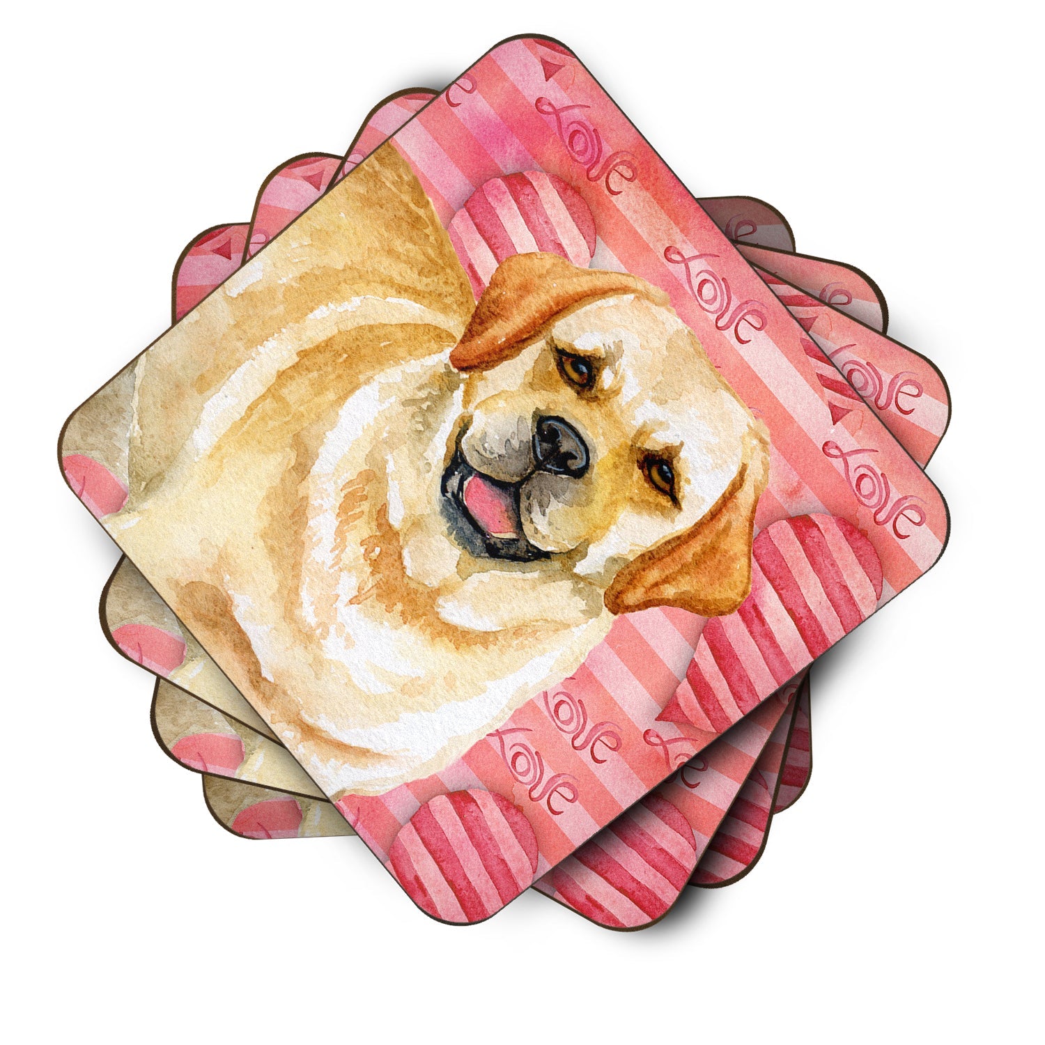 Golden Retriever Love Foam Coasters Set of 4 Cup Coasters for Indoor Outdoor, Tabletop Protection, Anti Slip, Mouse pad Material