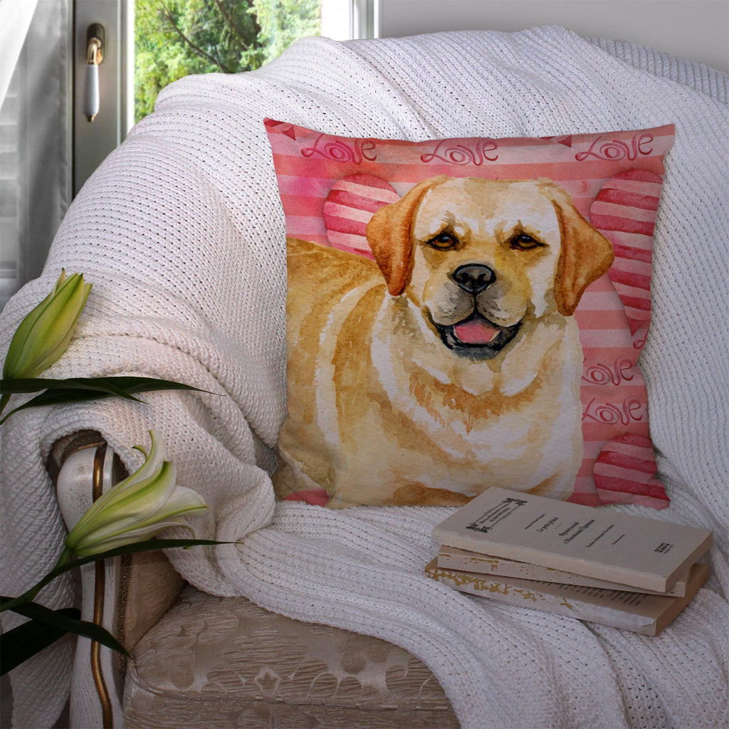 Golden Retriever Love Decorative Throw Pillow 14x14 Indoor Outdoor Accent Cushion, Fabric Cover with Insert for Sofa, Bed, Porch & Living Room