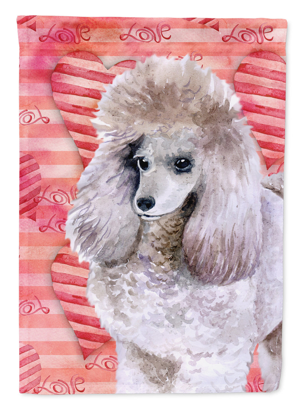 Poodle Love House Flag 28x40 Porch Sleeve Pole Decorative Outside Yard Banner Artwork Wall Hanging, Polyester