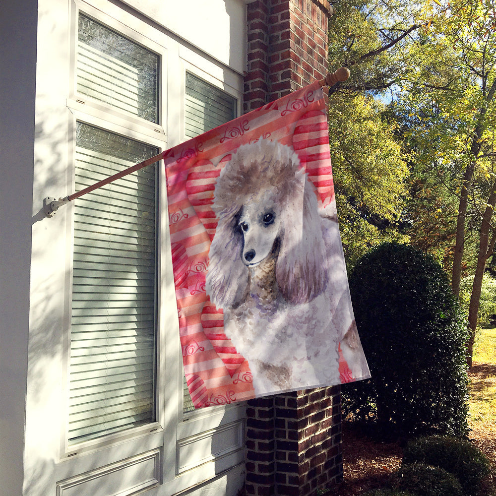 Poodle Love House Flag 28x40 Porch Sleeve Pole Decorative Outside Yard Banner Artwork Wall Hanging, Polyester