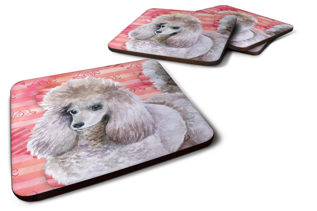 Poodle Love Foam Coasters Set of 4 Cup Coasters for Indoor Outdoor, Tabletop Protection, Anti Slip, Mouse pad Material