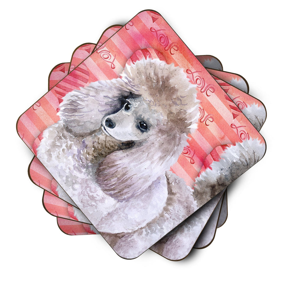 Poodle Love Foam Coasters Set of 4 Cup Coasters for Indoor Outdoor, Tabletop Protection, Anti Slip, Mouse pad Material