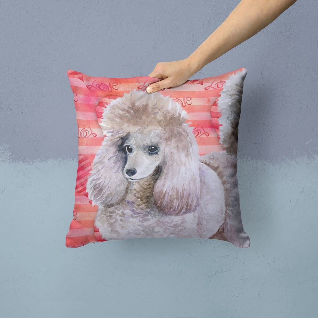Poodle Love Decorative Throw Pillow 14x14 Indoor Outdoor Accent Cushion, Fabric Cover with Insert for Sofa, Bed, Porch & Living Room