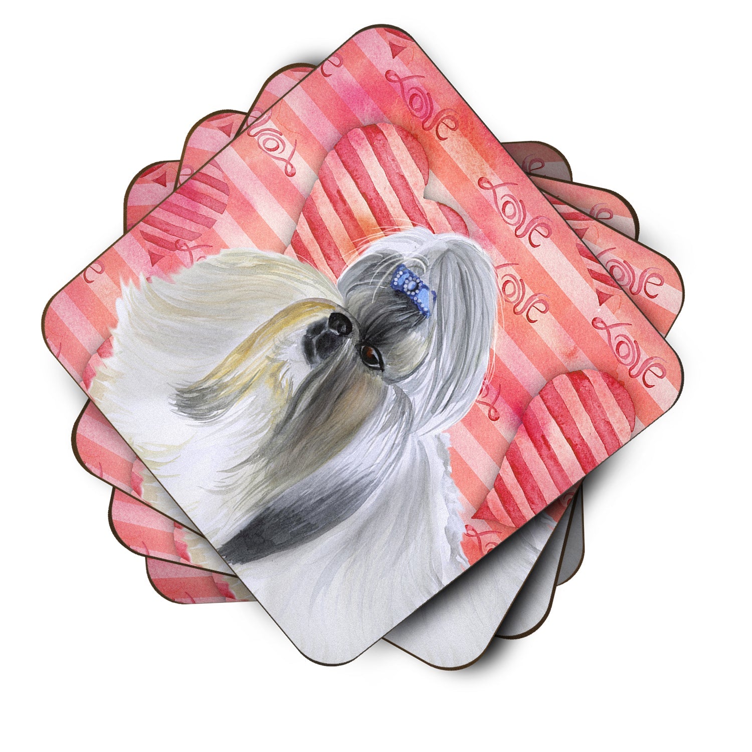 Shih Tzu Love Foam Coasters Set of 4 Cup Coasters for Indoor Outdoor, Tabletop Protection, Anti Slip, Mouse pad Material