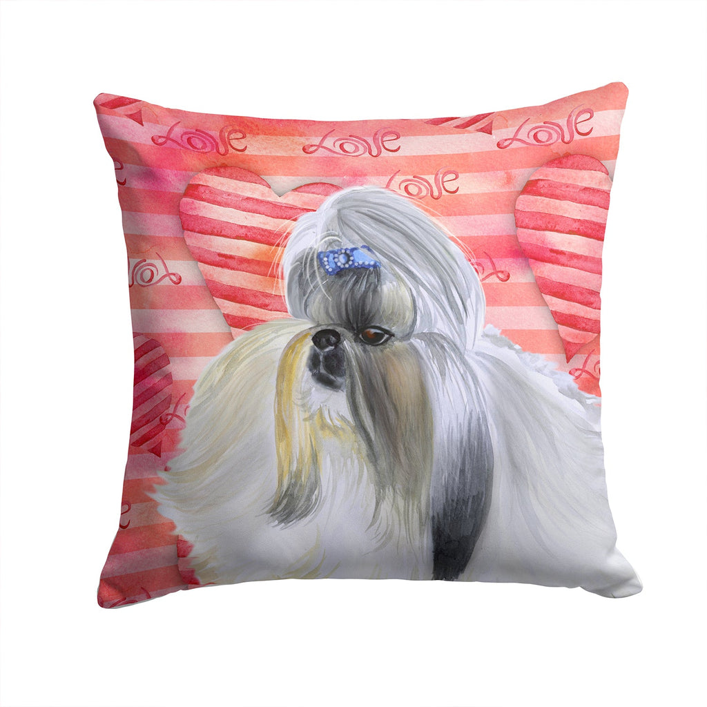 Shih Tzu Love Decorative Throw Pillow 14x14 Indoor Outdoor Accent Cushion, Fabric Cover with Insert for Sofa, Bed, Porch & Living Room
