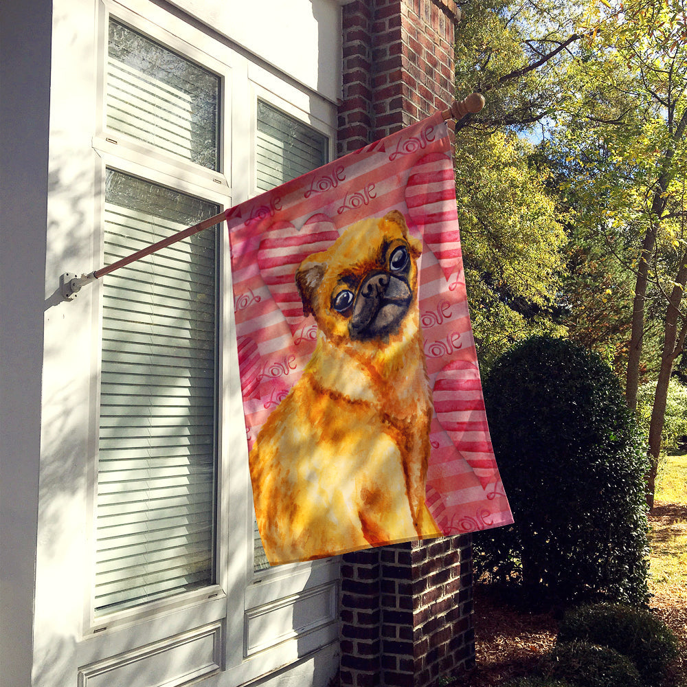 Small Brabant Griffon Love House Flag 28x40 Porch Sleeve Pole Decorative Outside Yard Banner Artwork Wall Hanging, Polyester