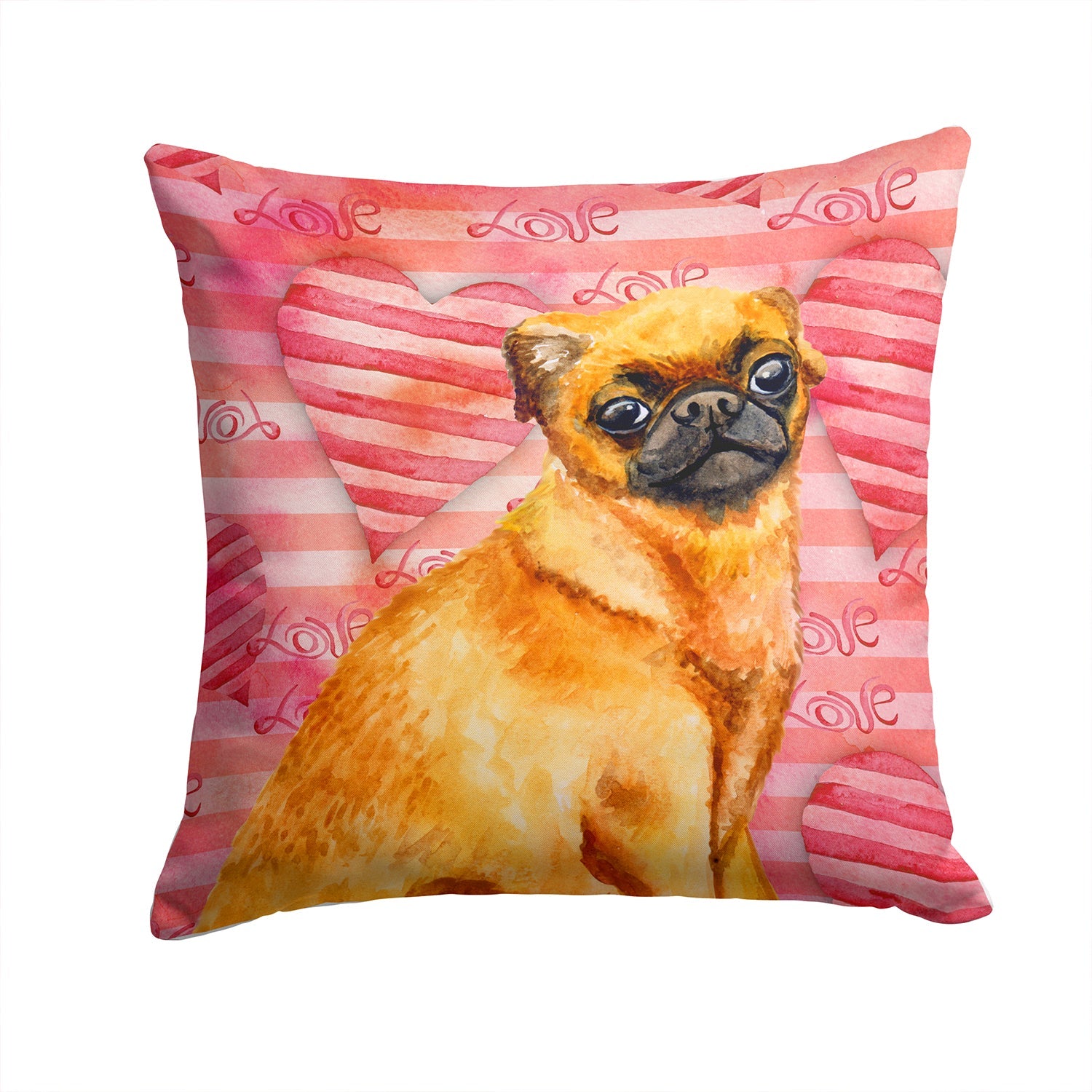 Small Brabant Griffon Love Decorative Throw Pillow 14x14 Indoor Outdoor Accent Cushion, Fabric Cover with Insert for Sofa, Bed, Porch & Living Room