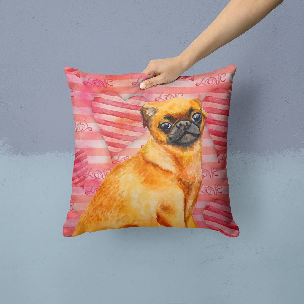 Small Brabant Griffon Love Decorative Throw Pillow 14x14 Indoor Outdoor Accent Cushion, Fabric Cover with Insert for Sofa, Bed, Porch & Living Room