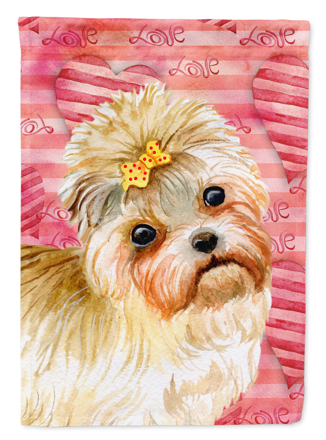 Morkie Love House Flag 28x40 Porch Sleeve Pole Decorative Outside Yard Banner Artwork Wall Hanging, Polyester