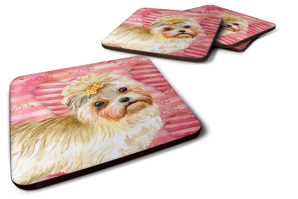 Morkie Love Foam Coasters Set of 4 Cup Coasters for Indoor Outdoor, Tabletop Protection, Anti Slip, Mouse pad Material