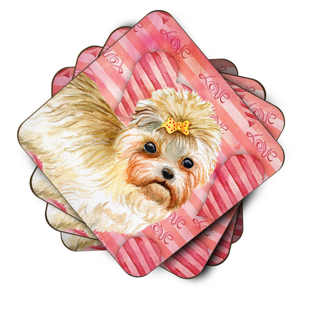 Morkie Love Foam Coasters Set of 4 Cup Coasters for Indoor Outdoor, Tabletop Protection, Anti Slip, Mouse pad Material