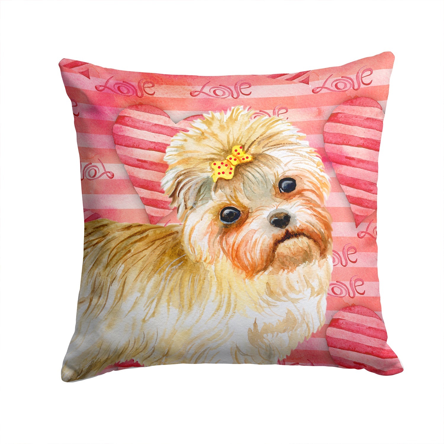 Morkie Love Decorative Throw Pillow 14x14 Indoor Outdoor Accent Cushion, Fabric Cover with Insert for Sofa, Bed, Porch & Living Room