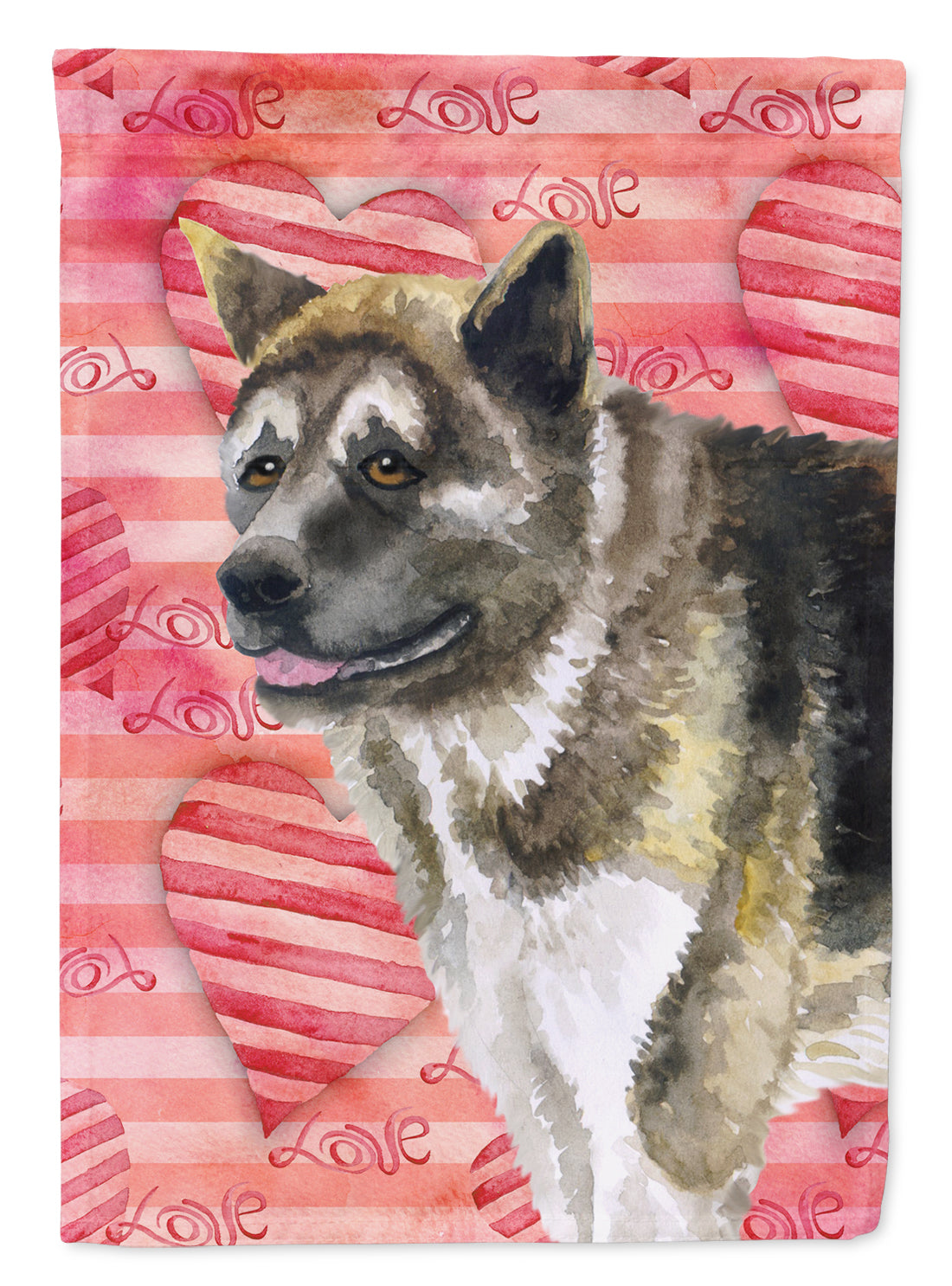 American Akita Love House Flag 28x40 Porch Sleeve Pole Decorative Outside Yard Banner Artwork Wall Hanging, Polyester