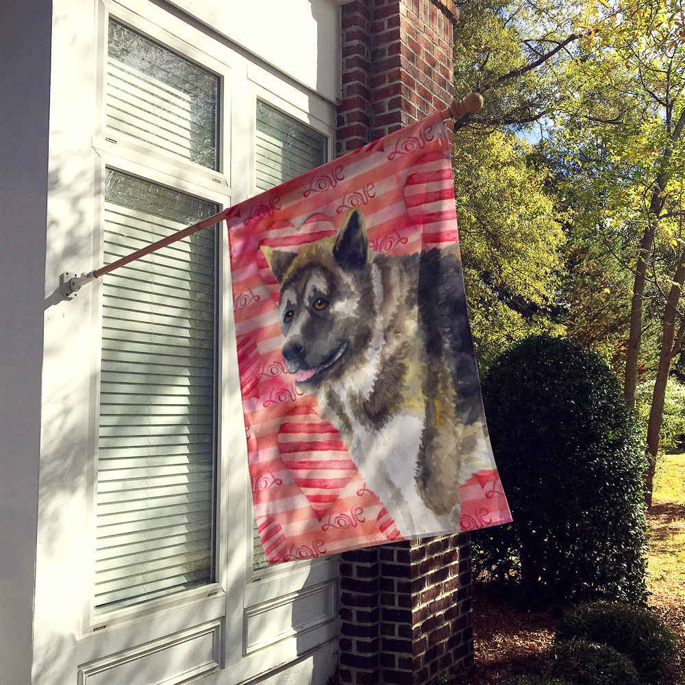 American Akita Love House Flag 28x40 Porch Sleeve Pole Decorative Outside Yard Banner Artwork Wall Hanging, Polyester