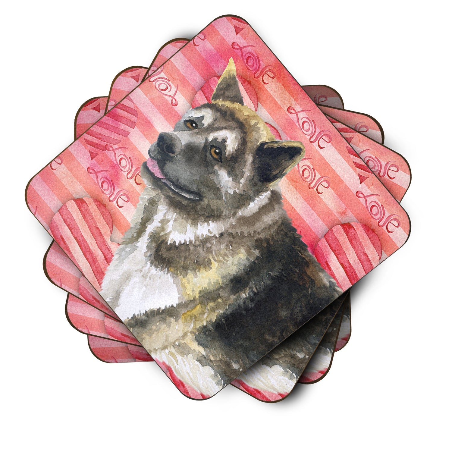 American Akita Love Foam Coasters Set of 4 Cup Coasters for Indoor Outdoor, Tabletop Protection, Anti Slip, Mouse pad Material