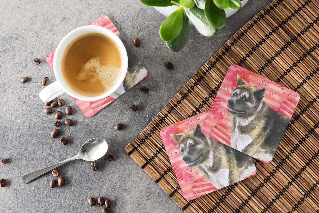 American Akita Love Foam Coasters Set of 4 Cup Coasters for Indoor Outdoor, Tabletop Protection, Anti Slip, Mouse pad Material