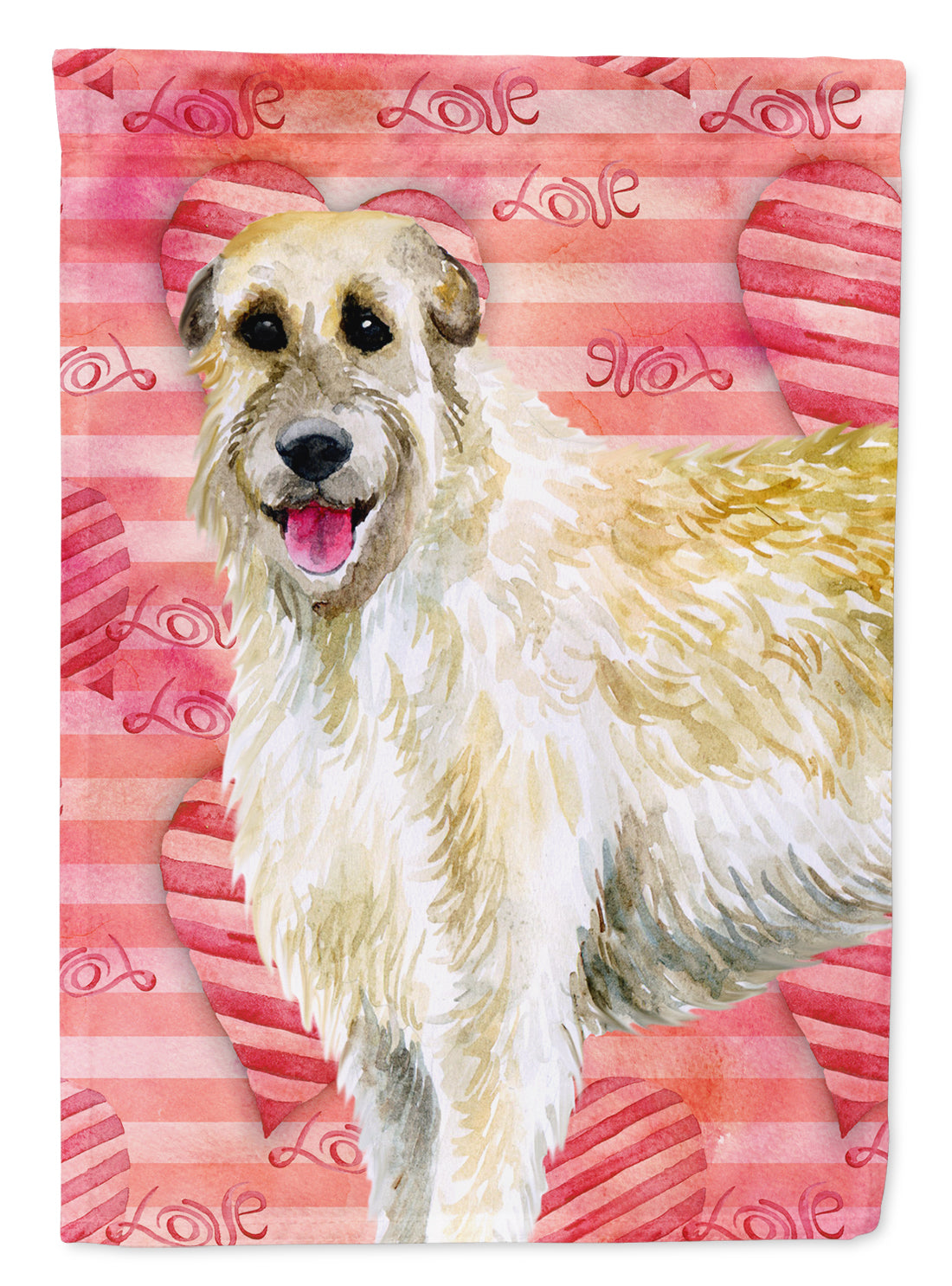 Irish Wolfhound Love House Flag 28x40 Porch Sleeve Pole Decorative Outside Yard Banner Artwork Wall Hanging, Polyester