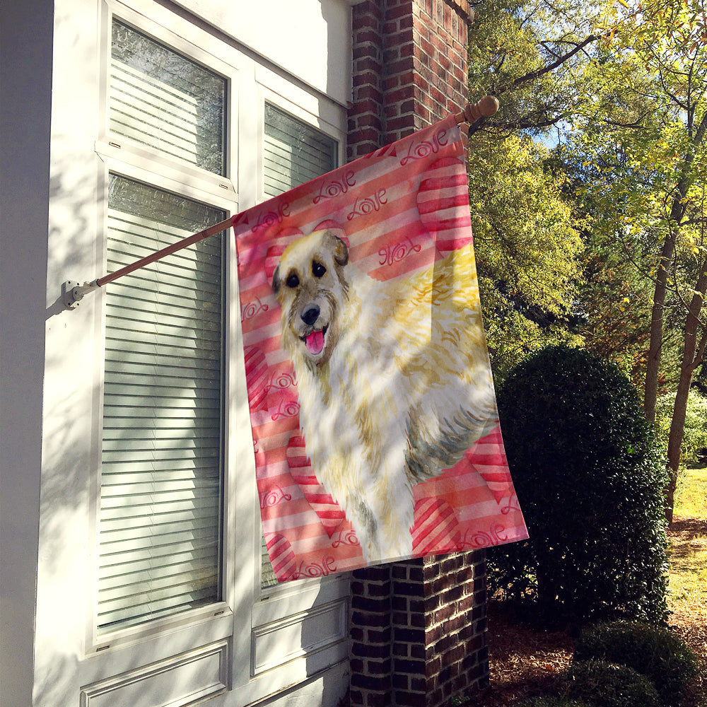 Irish Wolfhound Love House Flag 28x40 Porch Sleeve Pole Decorative Outside Yard Banner Artwork Wall Hanging, Polyester