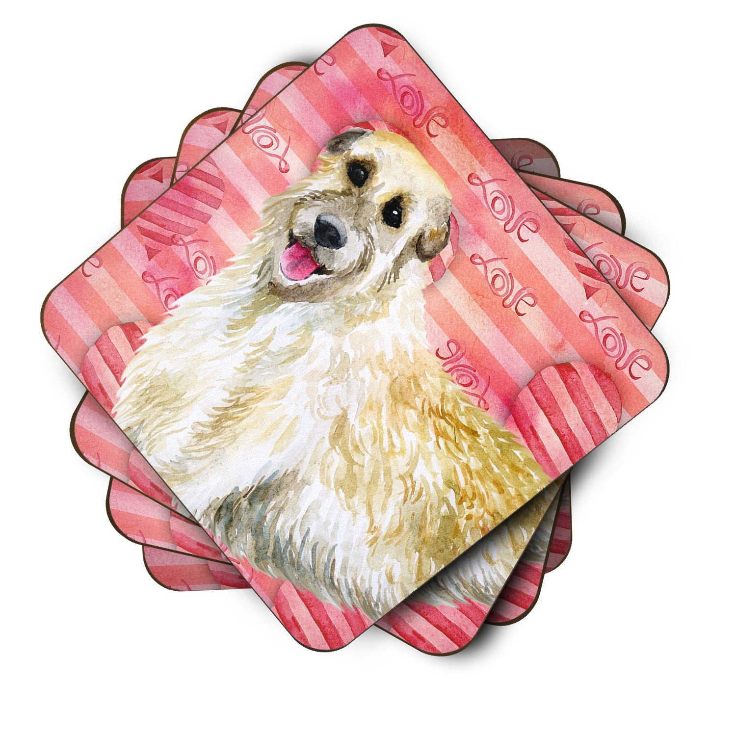 Irish Wolfhound Love Foam Coasters Set of 4 Cup Coasters for Indoor Outdoor, Tabletop Protection, Anti Slip, Mouse pad Material