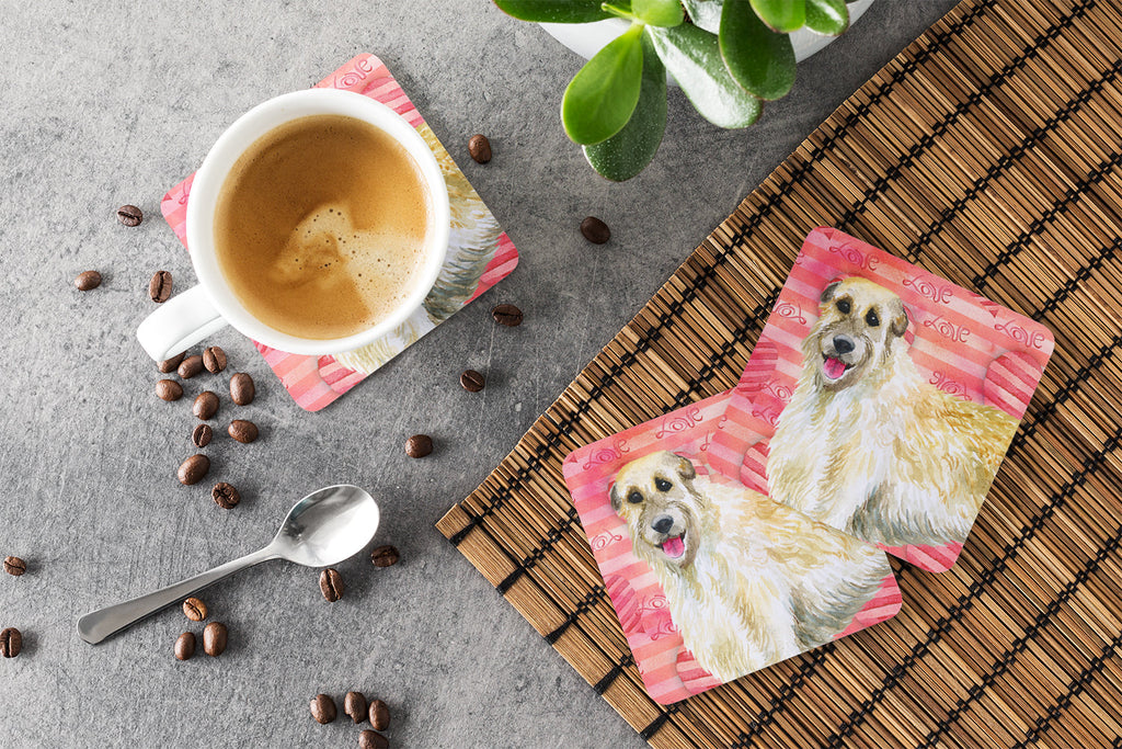 Irish Wolfhound Love Foam Coasters Set of 4 Cup Coasters for Indoor Outdoor, Tabletop Protection, Anti Slip, Mouse pad Material