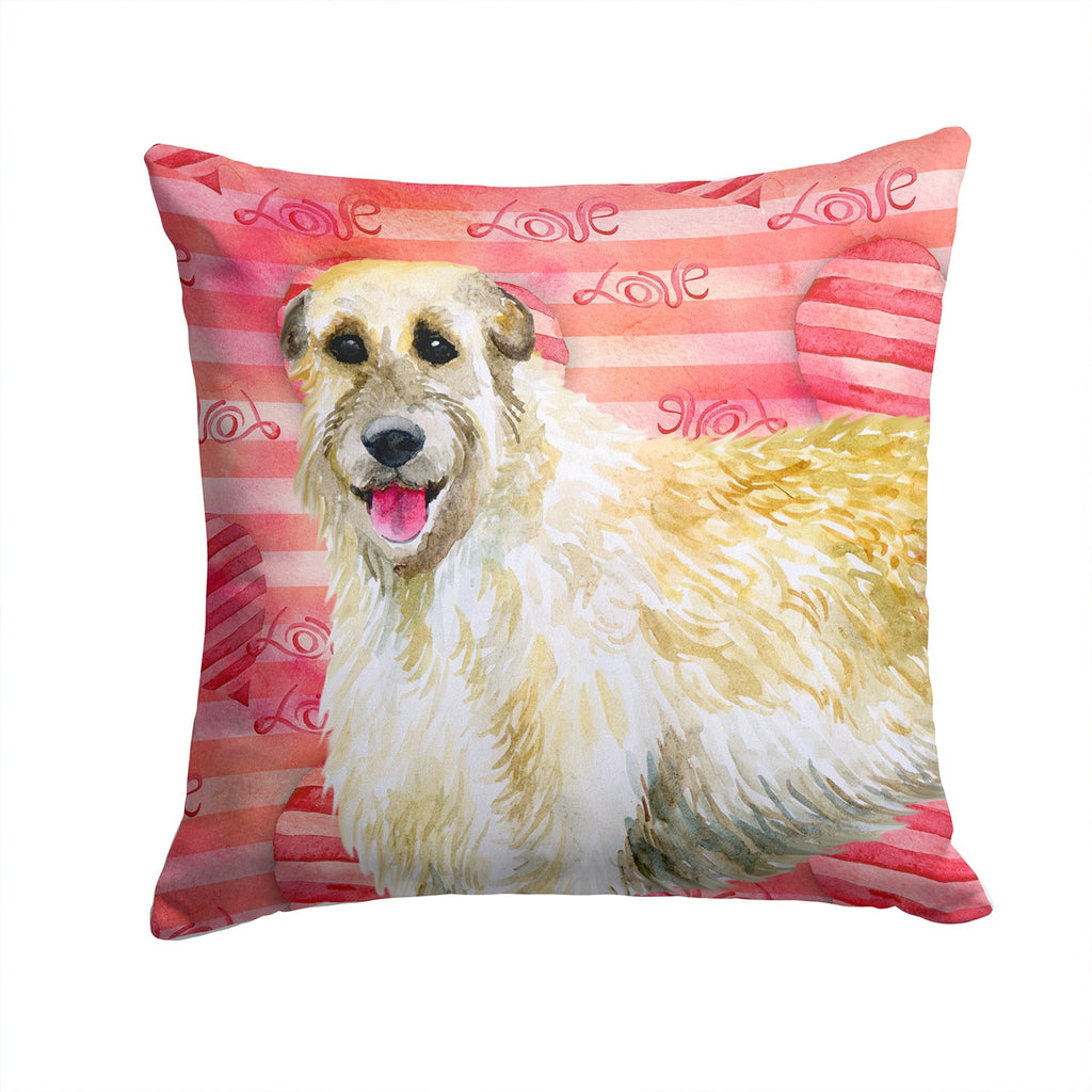 Irish Wolfhound Love Decorative Throw Pillow 14x14 Indoor Outdoor Accent Cushion, Fabric Cover with Insert for Sofa, Bed, Porch & Living Room