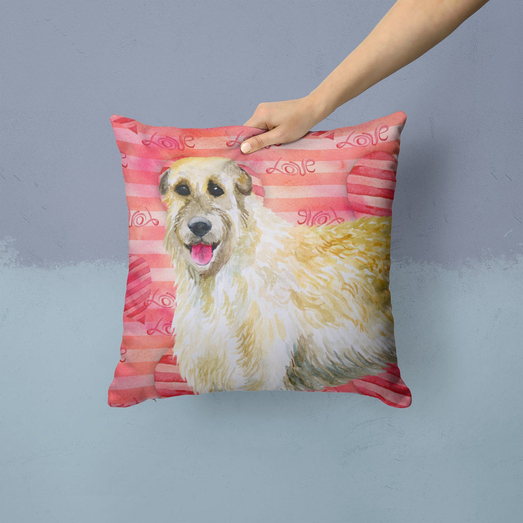 Irish Wolfhound Love Decorative Throw Pillow 14x14 Indoor Outdoor Accent Cushion, Fabric Cover with Insert for Sofa, Bed, Porch & Living Room
