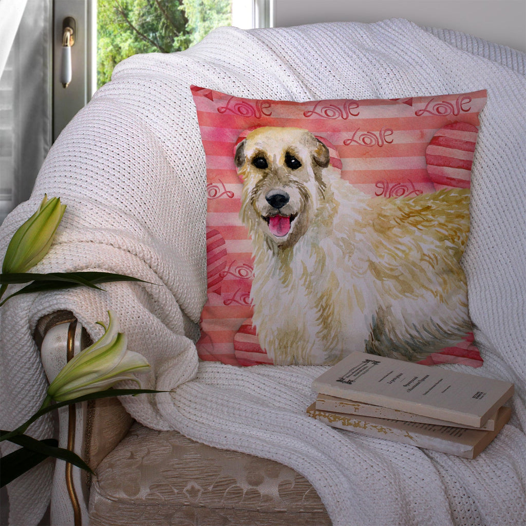 Irish Wolfhound Love Decorative Throw Pillow 14x14 Indoor Outdoor Accent Cushion, Fabric Cover with Insert for Sofa, Bed, Porch & Living Room