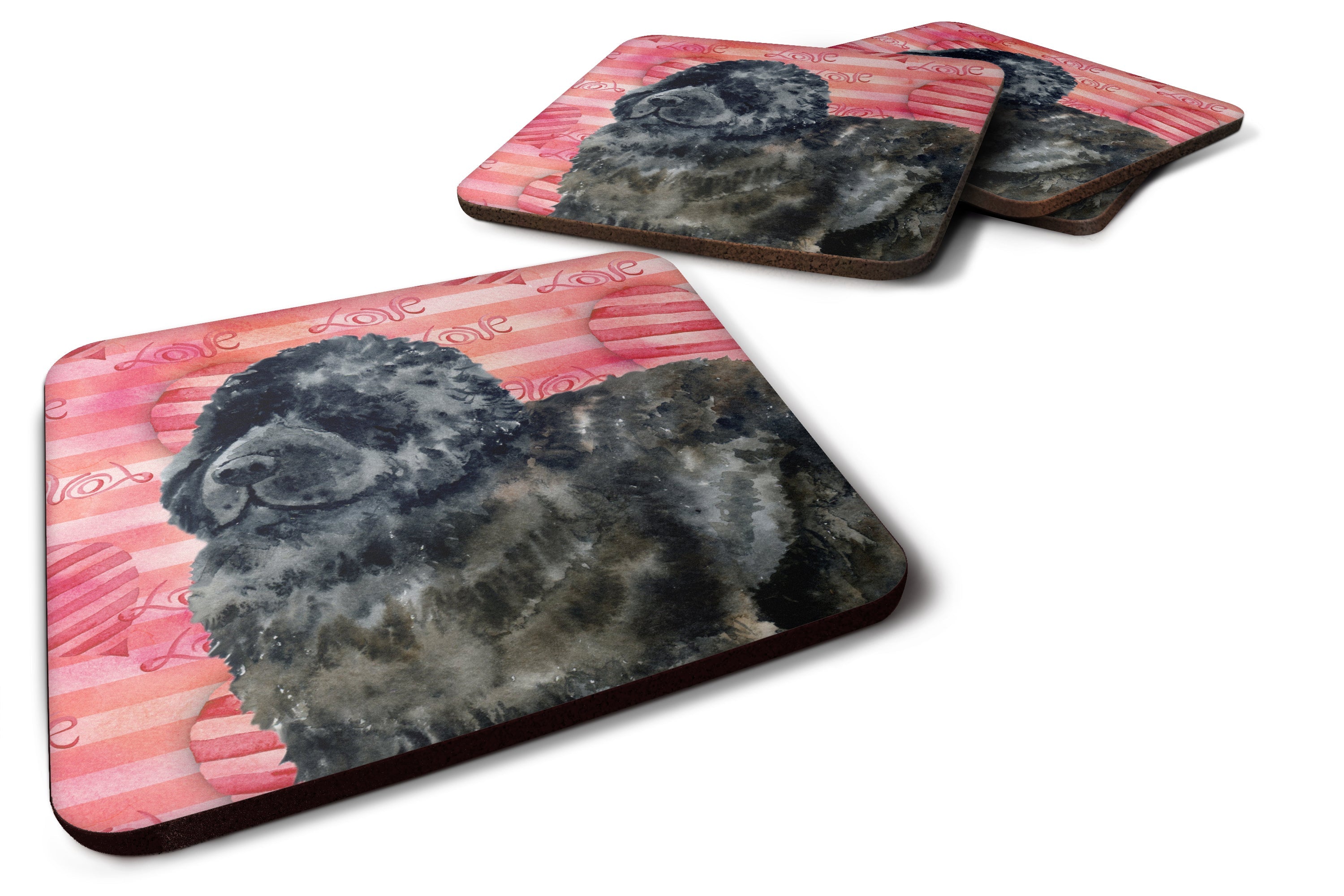 Newfoundland Love Foam Coasters Set of 4 Cup Coasters for Indoor Outdoor, Tabletop Protection, Anti Slip, Mouse pad Material