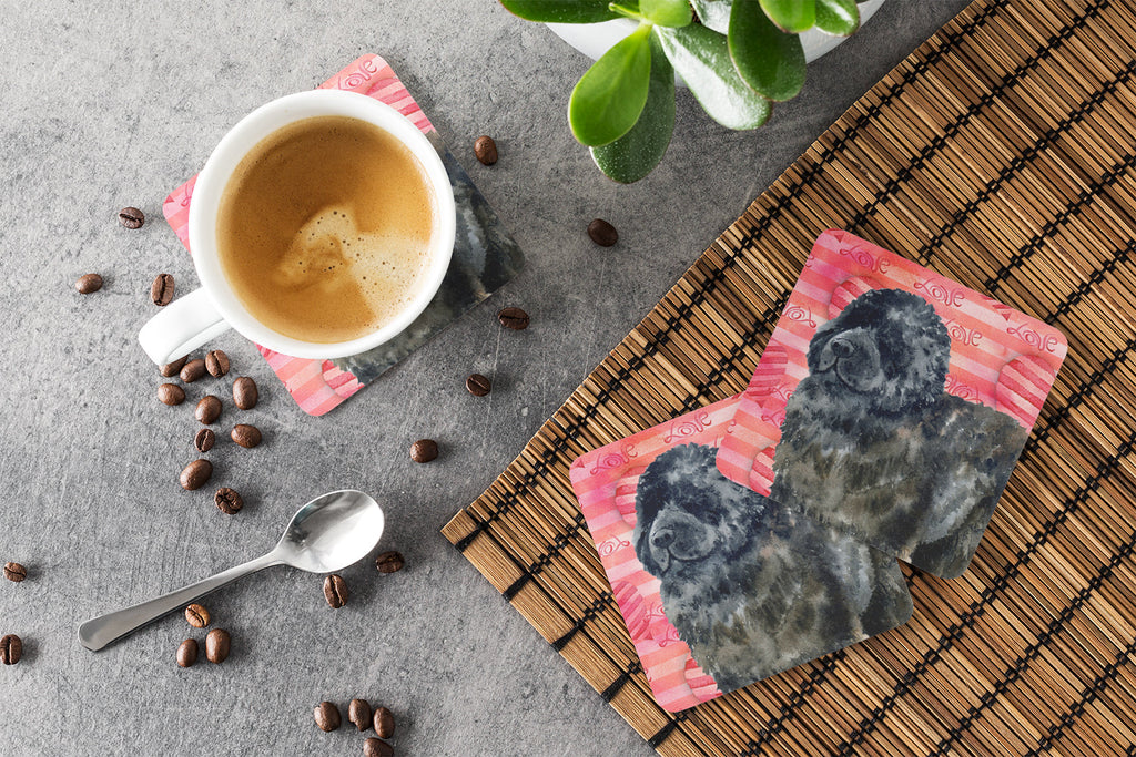 Newfoundland Love Foam Coasters Set of 4 Cup Coasters for Indoor Outdoor, Tabletop Protection, Anti Slip, Mouse pad Material