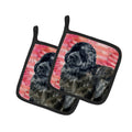 Newfoundland Love Pot Holder Set of 2 Heat Resistant Quilted Hot Pads 7.5 x 7.5 Inch, Insulated Kitchen Trivets for Cooking & Baking