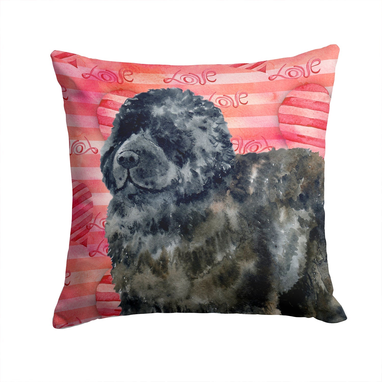 Newfoundland Love Decorative Throw Pillow 14x14 Indoor Outdoor Accent Cushion, Fabric Cover with Insert for Sofa, Bed, Porch & Living Room