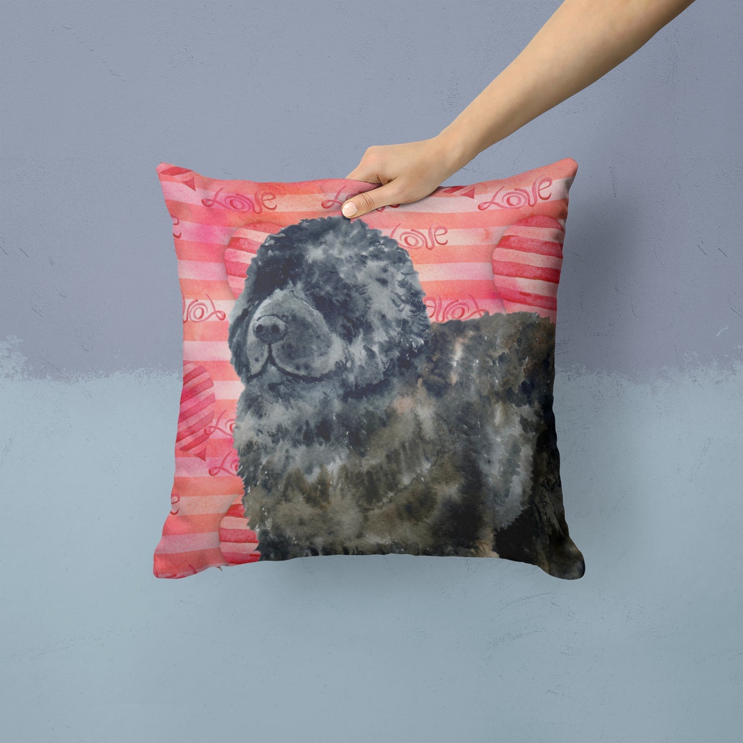 Newfoundland Love Decorative Throw Pillow 14x14 Indoor Outdoor Accent Cushion, Fabric Cover with Insert for Sofa, Bed, Porch & Living Room