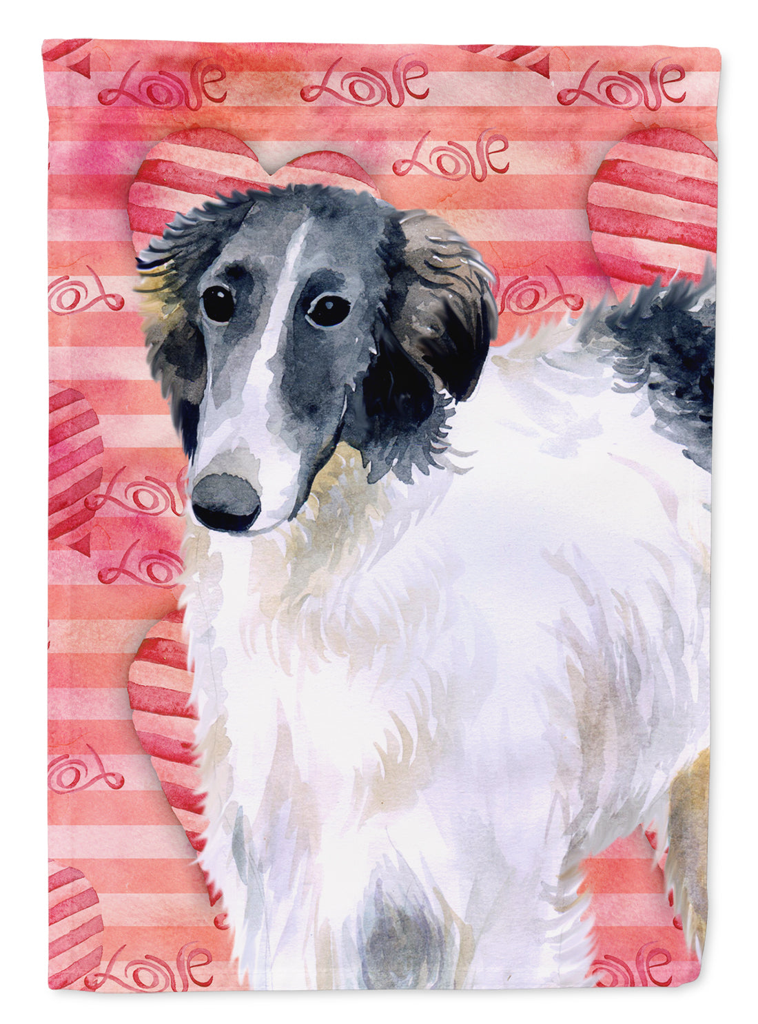 Borzoi Love House Flag 28x40 Porch Sleeve Pole Decorative Outside Yard Banner Artwork Wall Hanging, Polyester
