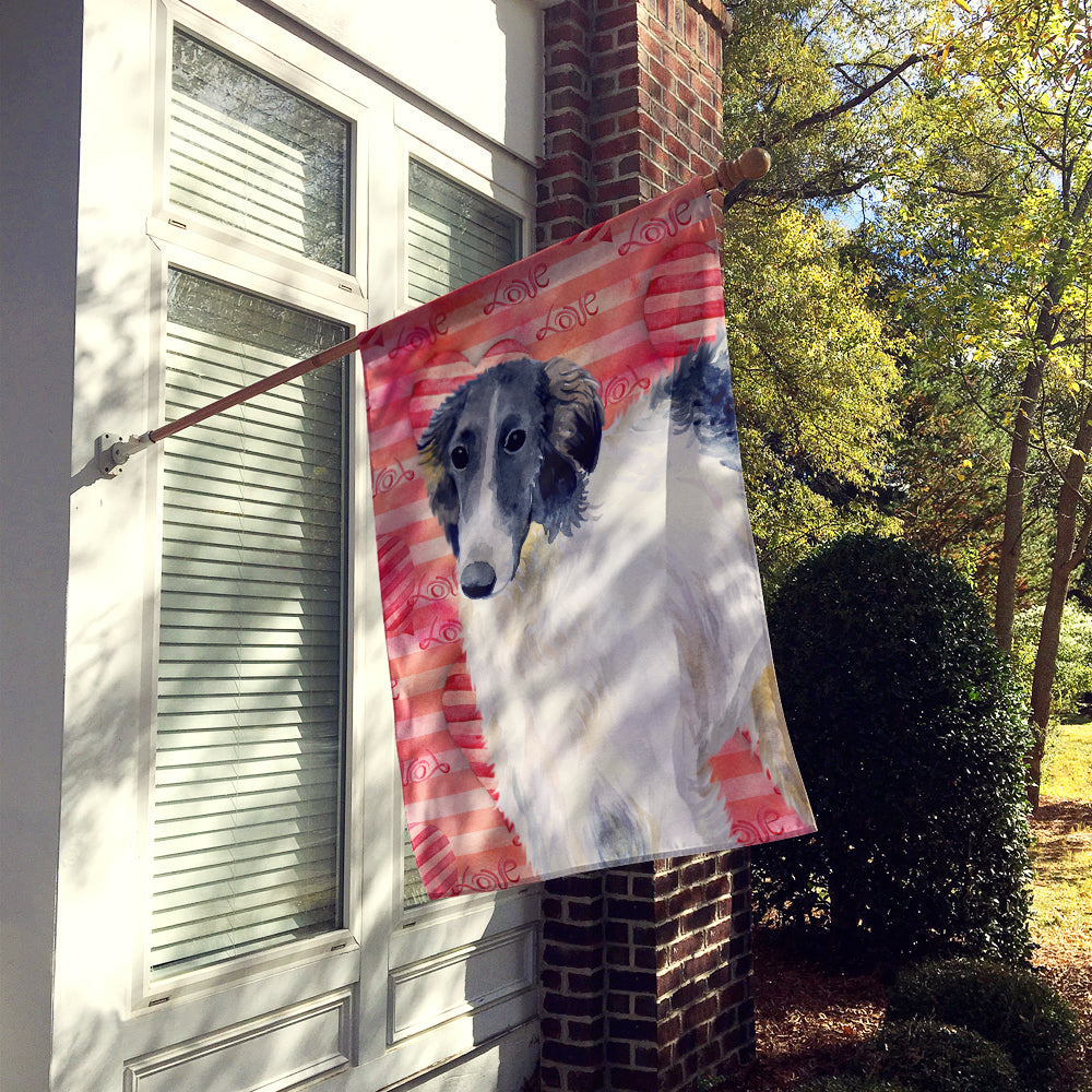 Borzoi Love House Flag 28x40 Porch Sleeve Pole Decorative Outside Yard Banner Artwork Wall Hanging, Polyester