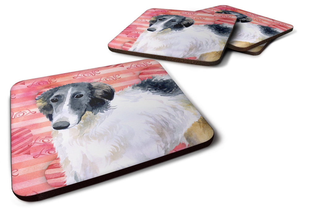 Borzoi Love Foam Coasters Set of 4 Cup Coasters for Indoor Outdoor, Tabletop Protection, Anti Slip, Mouse pad Material