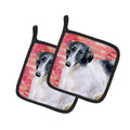 Borzoi Love Pot Holder Set of 2 Heat Resistant Quilted Hot Pads 7.5 x 7.5 Inch, Insulated Kitchen Trivets for Cooking & Baking
