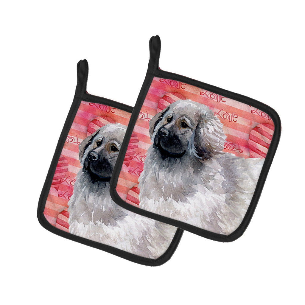 Moscow Watchdog Love Pot Holder Set of 2 Heat Resistant Quilted Hot Pads 7.5 x 7.5 Inch, Insulated Kitchen Trivets for Cooking & Baking