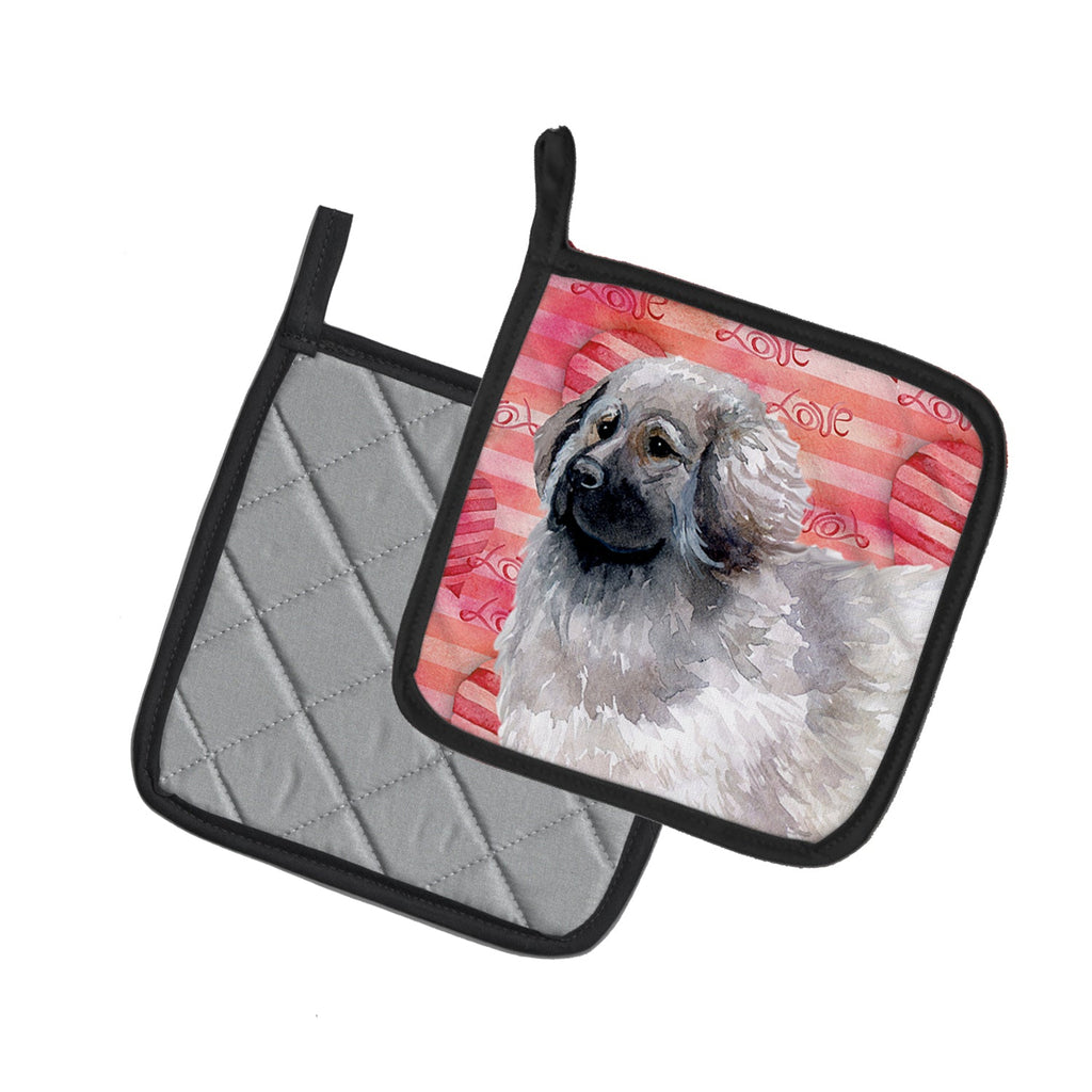 Moscow Watchdog Love Pot Holder Set of 2 Heat Resistant Quilted Hot Pads 7.5 x 7.5 Inch, Insulated Kitchen Trivets for Cooking & Baking