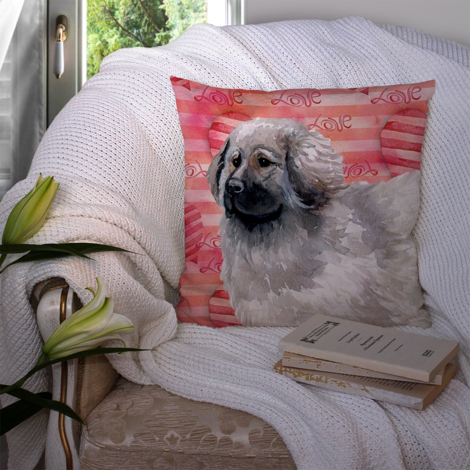 Moscow Watchdog Love Decorative Throw Pillow 14x14 Indoor Outdoor Accent Cushion, Fabric Cover with Insert for Sofa, Bed, Porch & Living Room