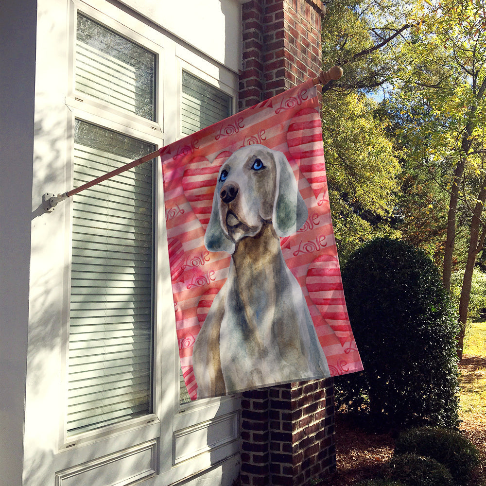 Weimaraner Love House Flag 28x40 Porch Sleeve Pole Decorative Outside Yard Banner Artwork Wall Hanging, Polyester