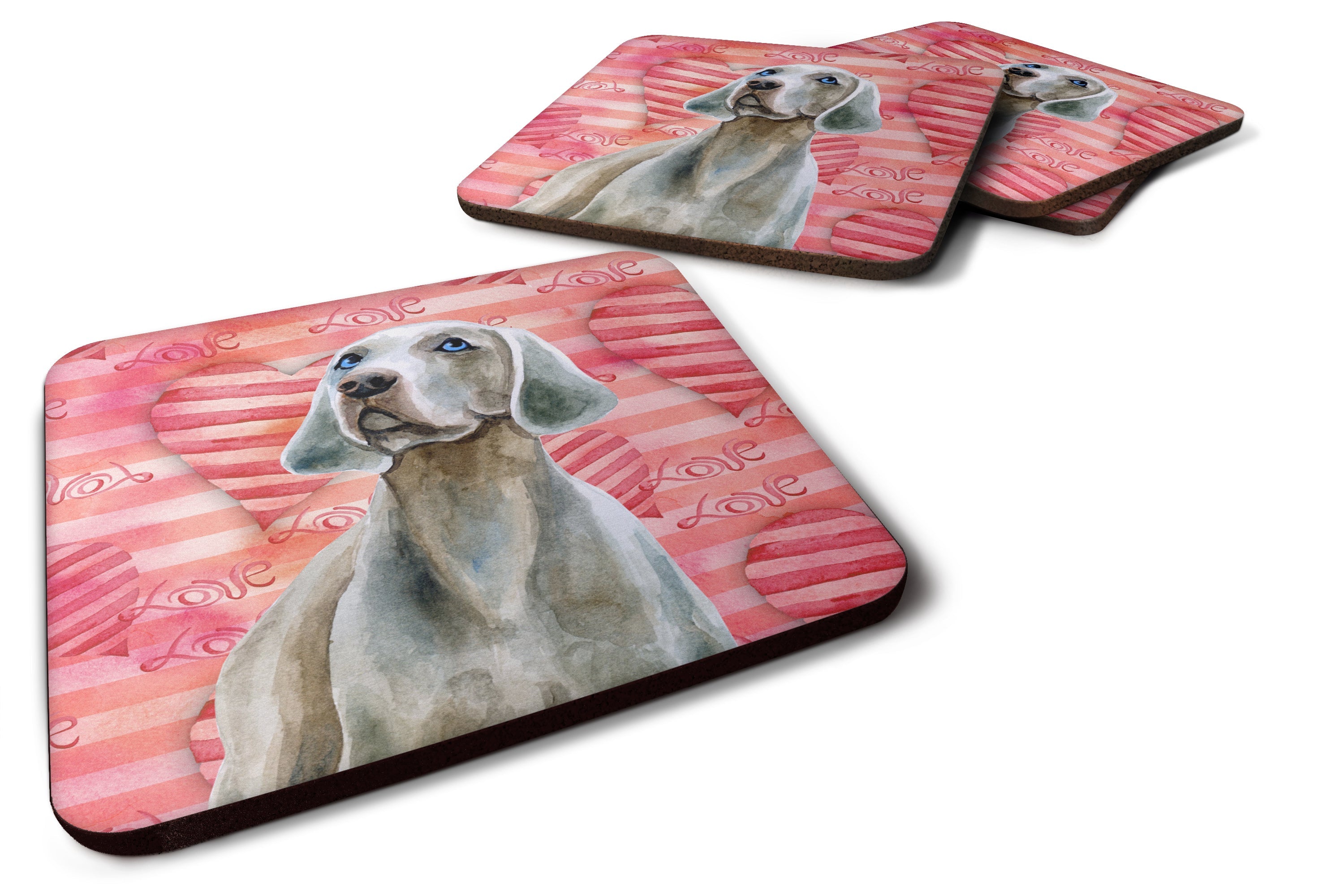 Weimaraner Love Foam Coasters Set of 4 Cup Coasters for Indoor Outdoor, Tabletop Protection, Anti Slip, Mouse pad Material