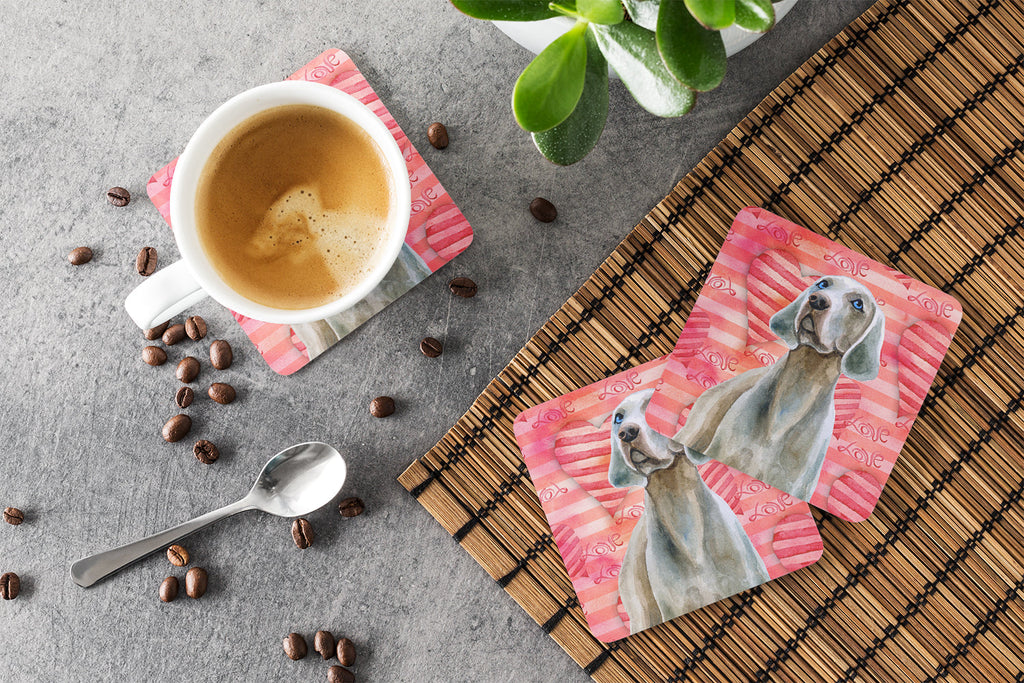Weimaraner Love Foam Coasters Set of 4 Cup Coasters for Indoor Outdoor, Tabletop Protection, Anti Slip, Mouse pad Material