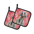 Weimaraner Love Pot Holder Set of 2 Heat Resistant Quilted Hot Pads 7.5 x 7.5 Inch, Insulated Kitchen Trivets for Cooking & Baking