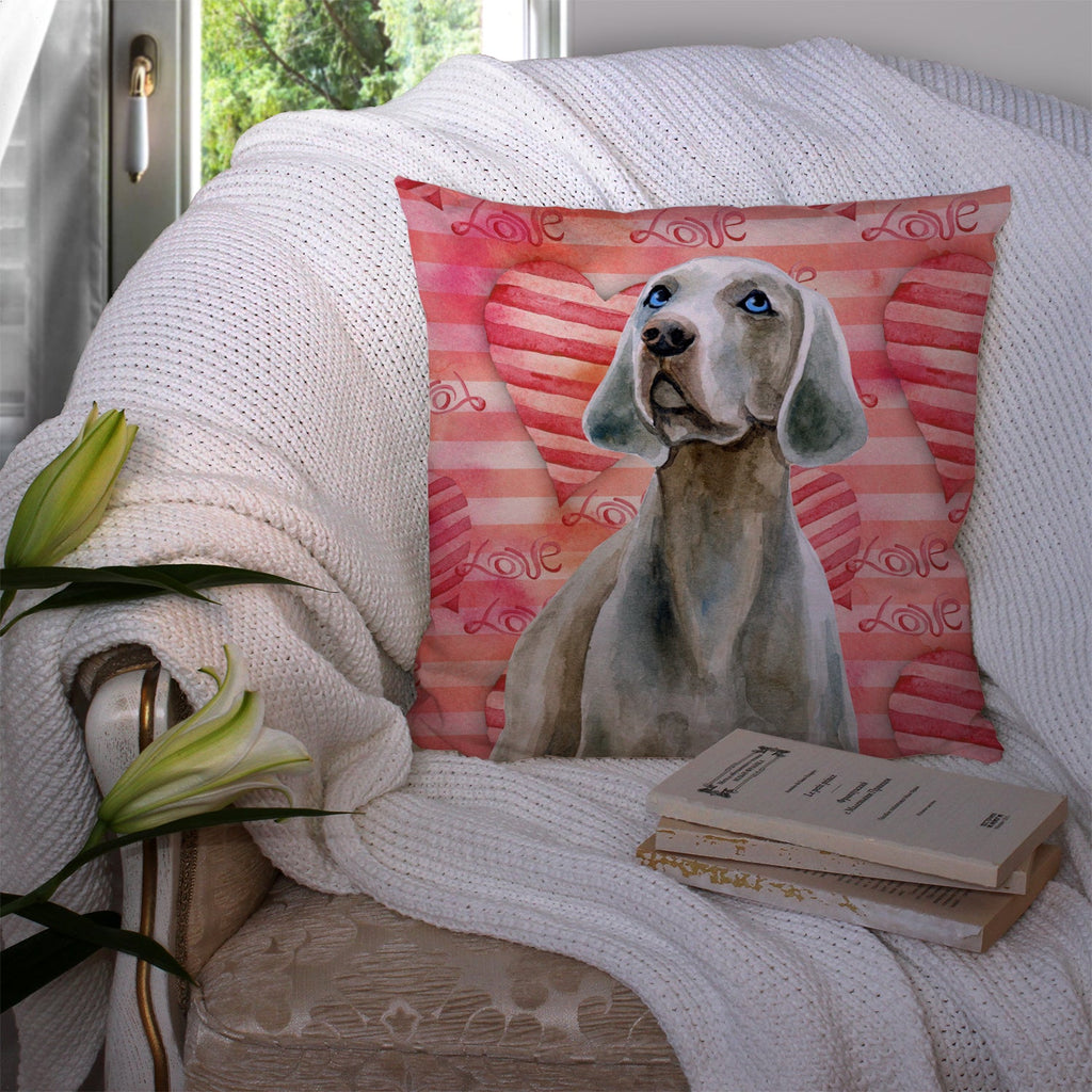 Weimaraner Love Decorative Throw Pillow 14x14 Indoor Outdoor Accent Cushion, Fabric Cover with Insert for Sofa, Bed, Porch & Living Room