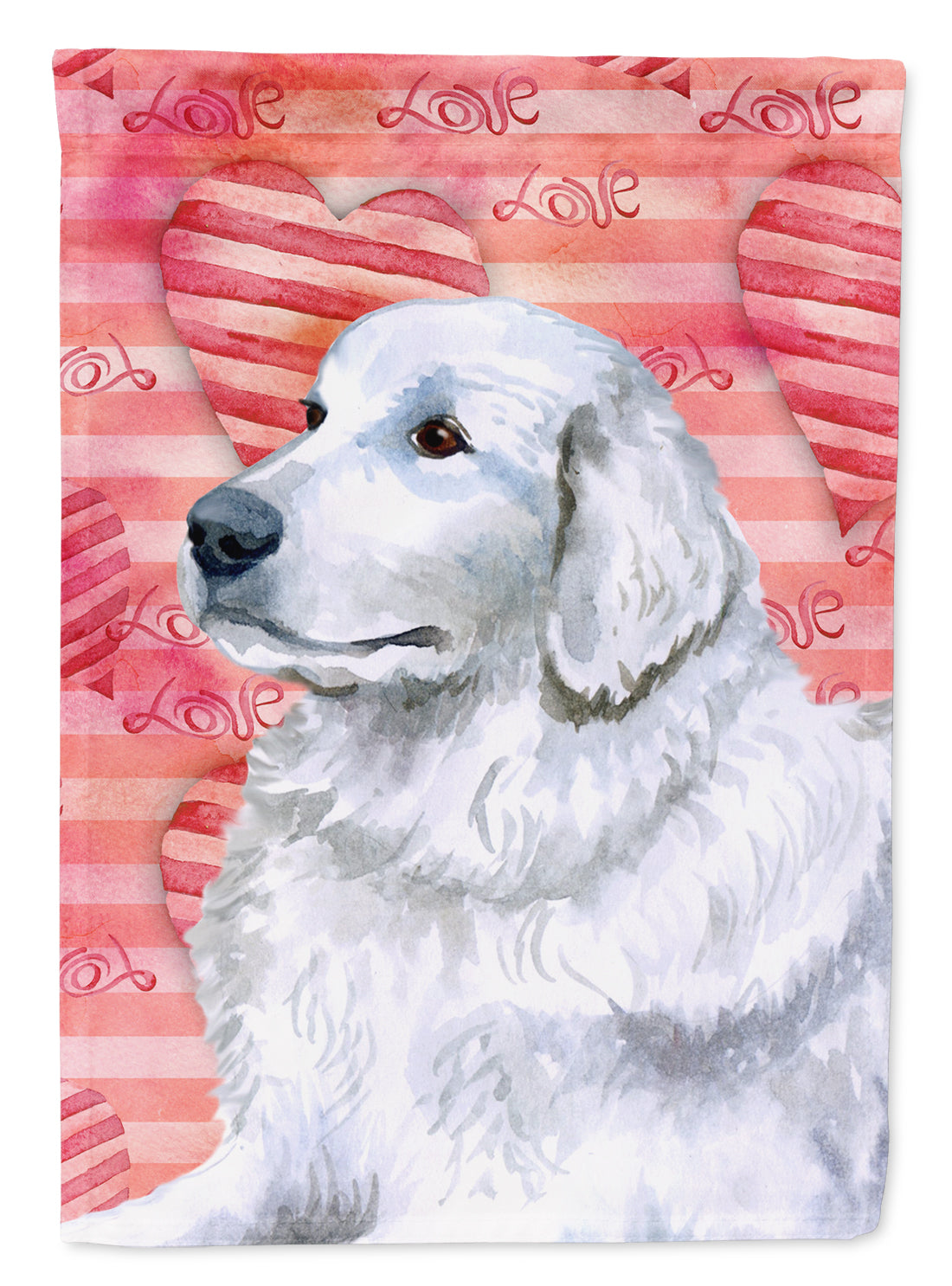 Maremma Sheepdog Love House Flag 28x40 Porch Sleeve Pole Decorative Outside Yard Banner Artwork Wall Hanging, Polyester