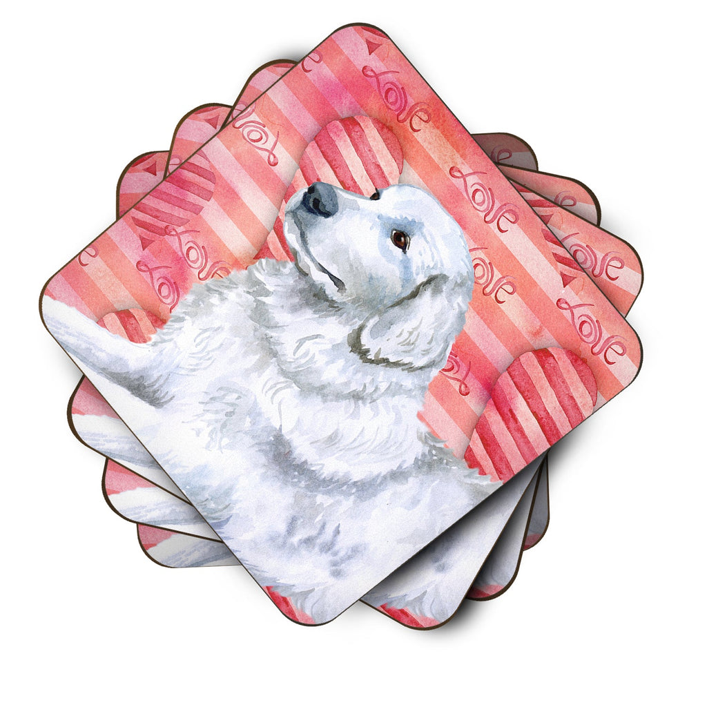 Maremma Sheepdog Love Foam Coasters Set of 4 Cup Coasters for Indoor Outdoor, Tabletop Protection, Anti Slip, Mouse pad Material
