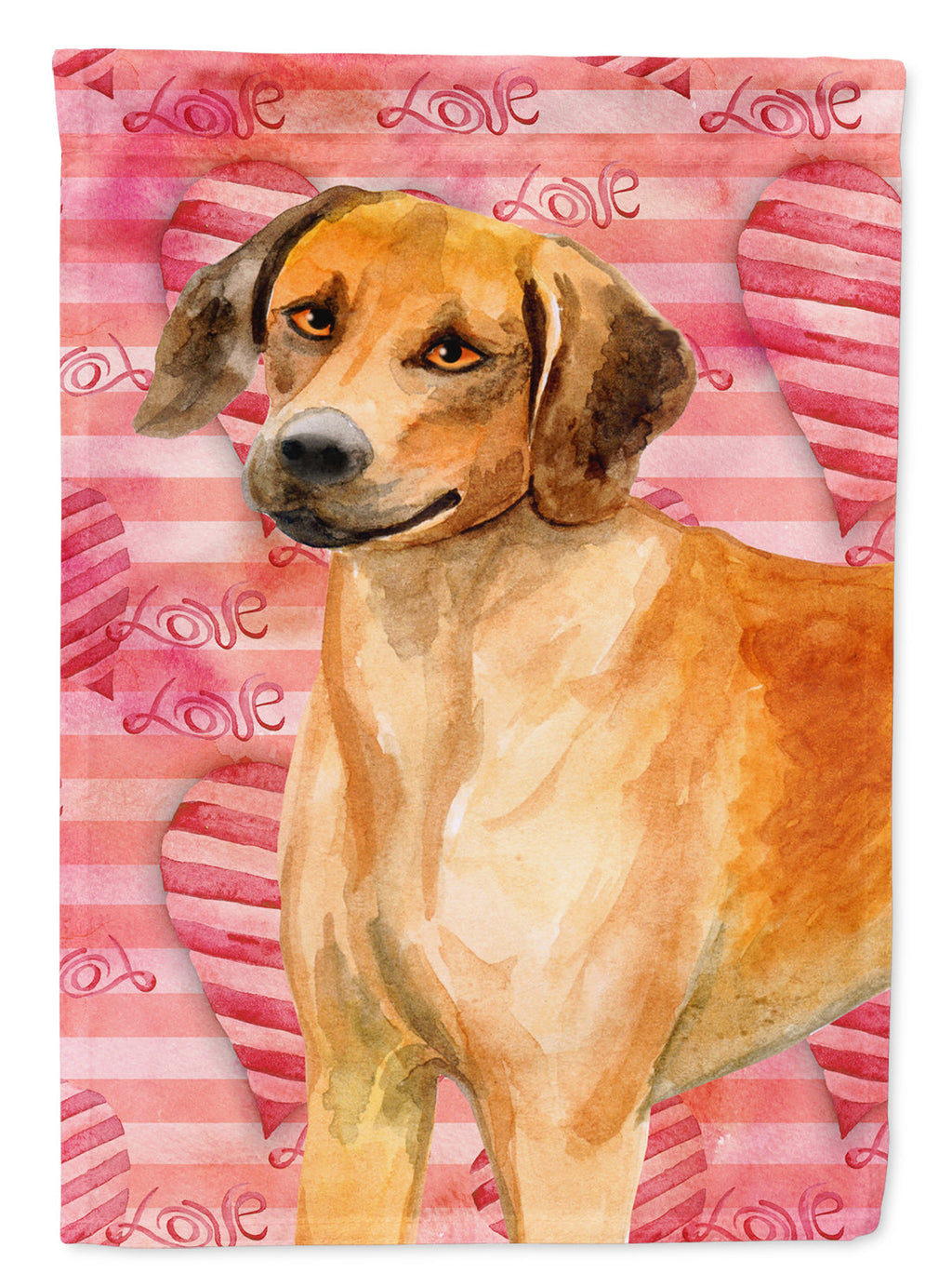 Rhodesian Ridgeback Love House Flag 28x40 Porch Sleeve Pole Decorative Outside Yard Banner Artwork Wall Hanging, Polyester